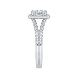 Shah Luxury 14K White Gold Princess Diamond Halo Engagement Ring with Split Shank (Semi-Mount) photo 3