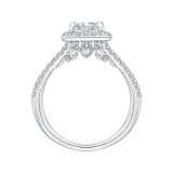 Shah Luxury 14K White Gold Princess Diamond Halo Engagement Ring with Split Shank (Semi-Mount) photo 4