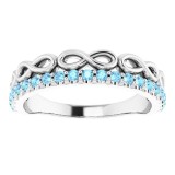 14K White Aquamarine Infinity-Inspired Stackable Ring photo 3