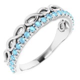 14K White Aquamarine Infinity-Inspired Stackable Ring photo