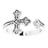 14K White Negative-Space Cross Ring photo 3