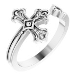 14K White Negative-Space Cross Ring photo