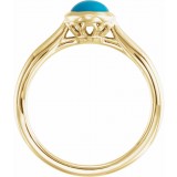 14K Yellow 8x6 mm Oval Cabochon Turquoise Ring photo 2
