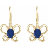 14K Yellow 4x3 mm Oval September Youth Butterfly Birthstone Earrings photo 2