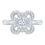 Shah Luxury 14K White Gold Cushion Diamond Engagement Ring (Semi-Mount) photo
