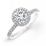 18k White Gold Pave Diamond Halo Engagement Ring photo
