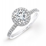 18k White Gold Pave Diamond Halo Engagement Ring photo