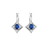 Gems One 14Kt White Gold Diamond (1/12Ctw) & Sapphire (1/3 Ctw) Earring photo