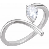 14K White 6x4 mm Pear Near Colorless Forever Oneu2122 Moissanite Bypass Ring photo