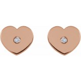 14K Rose .01 CTW Diamond Solitaire Heart Youth Earrings photo 2