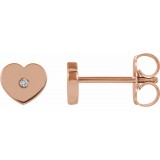 14K Rose .01 CTW Diamond Solitaire Heart Youth Earrings photo