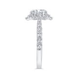 Shah Luxury 14K White Gold Round Diamond Floral Engagement Ring with Round Shank (Semi-Mount) photo 3