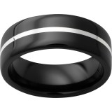 Black Diamond Ceramic Pipe Cut Band with 1mm Sterling Silver Inlay photo
