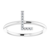 14K White .05 CTW Diamond Initial L Ring photo 3