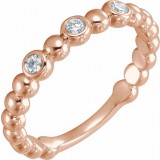 14K Rose 1/8 CTW Diamond Beaded Ring photo