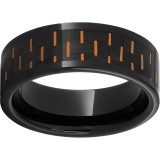 Black Diamond Ceramic Pipe Cut Band with Black and Orange Carbon Fiber Inlay photo
