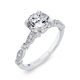 Shah Luxury Round Diamond Engagement Ring In 14K White Gold (Semi-Mount) photo 2