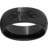 Black Diamond Ceramic Domed Band with Skull Laser Engraving photo