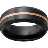 Black Diamond Ceramic Beveled Edge Band with a 1mm 14K Rose Gold Inlay photo