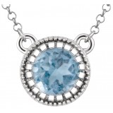14K White Swiss Blue Topaz December 18 Birthstone Necklace photo