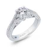 Shah Luxury 14K White Gold Round Cut Diamond Split Shank Engagement Ring (Semi-Mount) photo 2