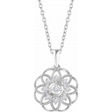 14K White 1/5 CTW Diamond Granulated Filigree 18 Necklace photo