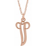 14K Rose Script Initial V 16-18 Necklace photo