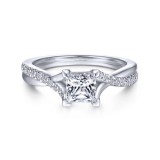 Gabriel & Co. 14k White Gold Contemporary Twisted Engagement Ring photo