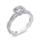 Shah Luxury 14K White Gold Round Halo Diamond Vintage Engagement Ring (Semi-Mount) photo 2