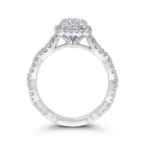 Shah Luxury 14K White Gold Round Halo Diamond Vintage Engagement Ring (Semi-Mount) photo 4