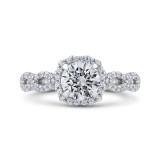 Shah Luxury 14K White Gold Round Halo Diamond Vintage Engagement Ring (Semi-Mount) photo