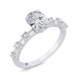 Shah Luxury Oval Diamond Engagement Ring In 14K White Gold (Semi-Mount) photo 2