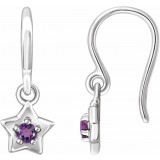 14K White 3 mm Round February Youth Star Birthstone Earrings photo