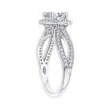 Shah Luxury 14K White Gold Round Diamond Halo Engagement Ring with Split Shank (Semi-Mount) photo 2