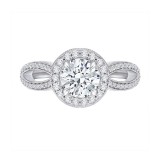 Shah Luxury 14K White Gold Round Diamond Halo Engagement Ring with Split Shank (Semi-Mount) photo