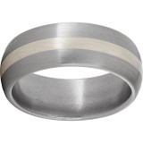 Titanium Domed Band with a 2mm Sterling Silver Inlay and Satin Finish photo
