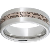 Serinium Pipe Cut Band with 14K Rose Gold Mokume Gane Shakudo Inlay photo