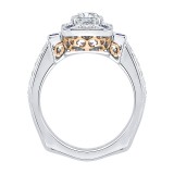 Shah Luxury 14K Two-Tone Gold Emerald Diamond and Sapphire Engagement Ring (Semi-Mount) photo 2