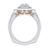 Shah Luxury 14K Two-Tone Gold Emerald Diamond and Sapphire Engagement Ring (Semi-Mount) photo 2