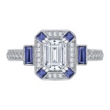 Shah Luxury 14K Two-Tone Gold Emerald Diamond and Sapphire Engagement Ring (Semi-Mount) photo