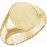 14K Yellow 12x10 mm Oval Signet Ring photo