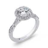 Shah Luxury 14K White Gold Round Diamond Halo Engagement Ring (Semi-Mount) photo 2