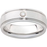 Serinium Rounded Edge Band with One .06 Brilliant Round Diamond and a Stone Finish photo