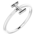 14K White Initial I Ring photo