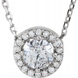 14K White 3/8 CTW Diamond Halo-Style 16 Necklace photo
