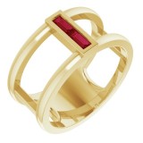 14K Yellow Ruby Baguette Ring photo