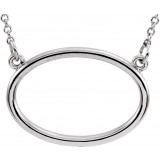 14K White Horizontal Oval 16 Necklace photo