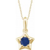 14K Yellow 3 mm Round September Youth Star Birthstone 15 Necklace photo