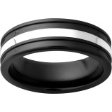 Black Diamond Ceramic Band with 2mm Sterling Silver Inlay photo