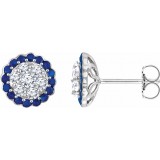14K White Blue Sapphire & 5/8 CTW Diamond Earrings photo